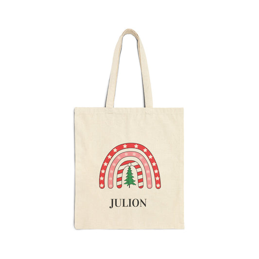 Red and Green Christmas Rainbow Tote Bag