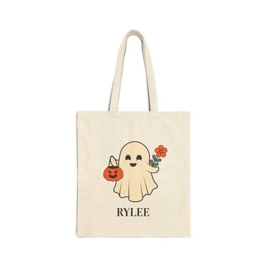 Retro Ghost with Flower Tote Bag